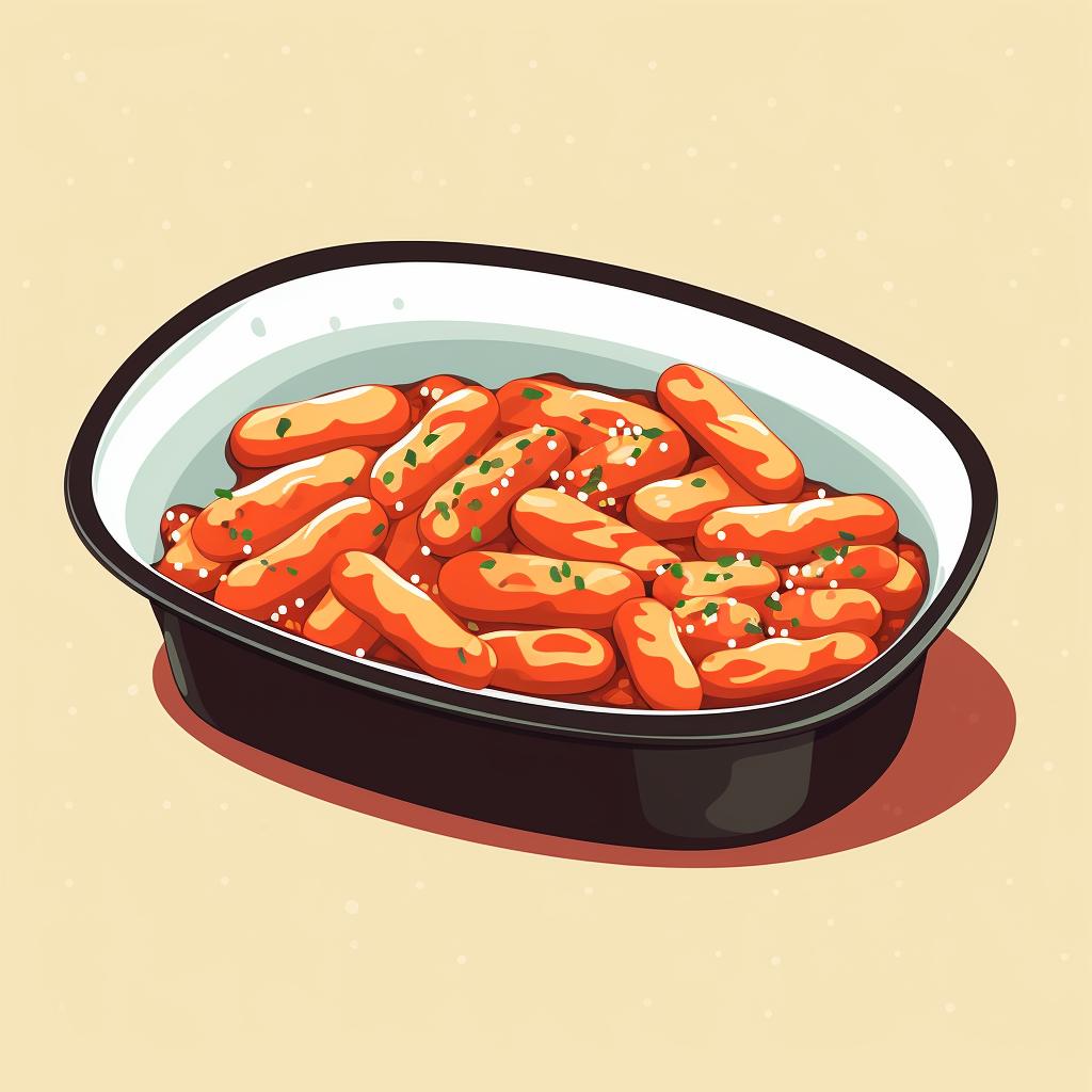 Tteokbokki being microwaved