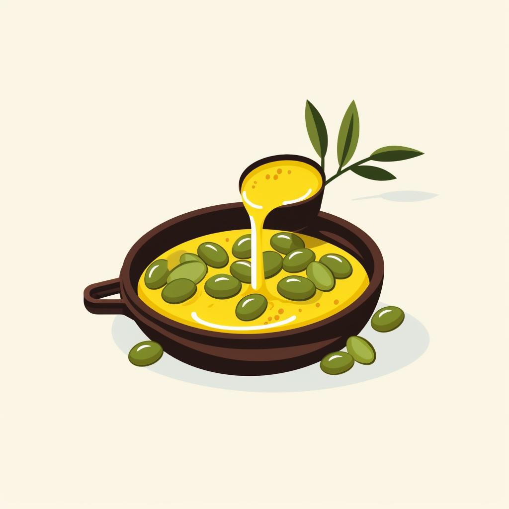 Olive oil being poured into a pan